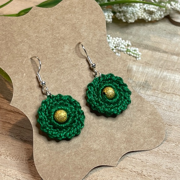 St Patrick’s Hand Crochet Earrings. - Picture 1 of 3